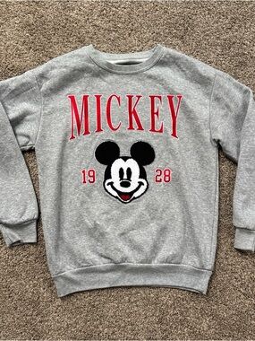 Disney Gray Mickey Sweatshirt with Red Lettering